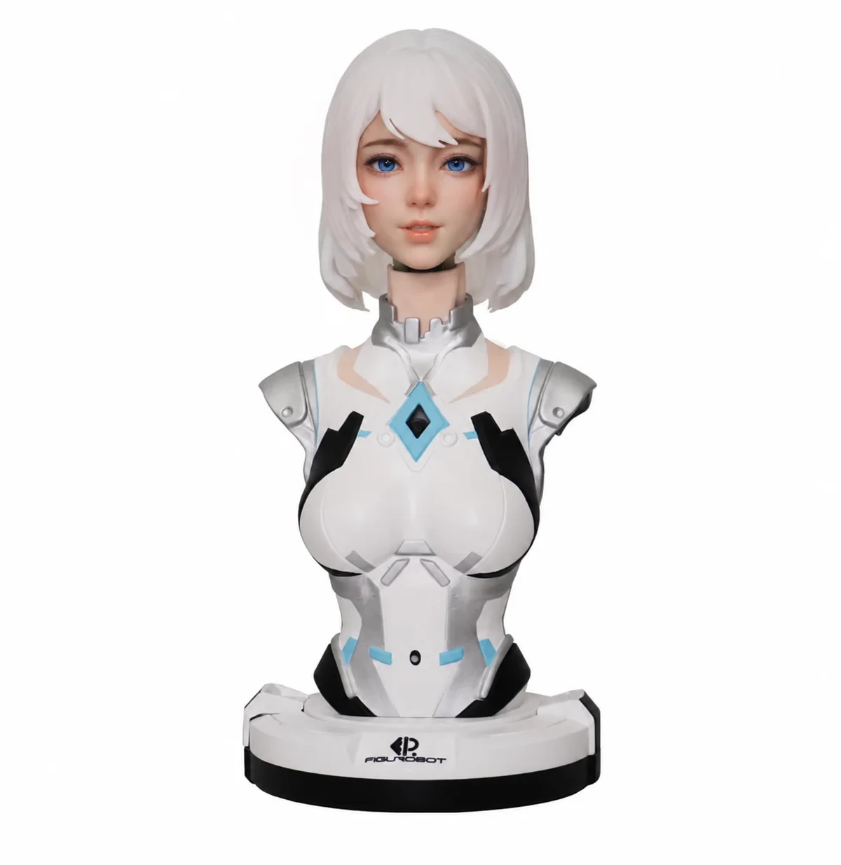 青い目でこちらを見つめるAIロボット、NIA